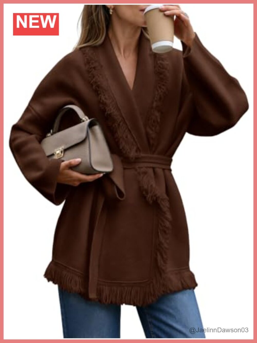 Women’s Lapel Fringe Cardigan Sweater